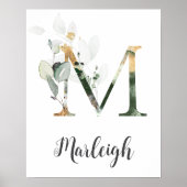 M Letter Monogram Greenerity Kinderzimmer Name Wal Poster (Vorne)