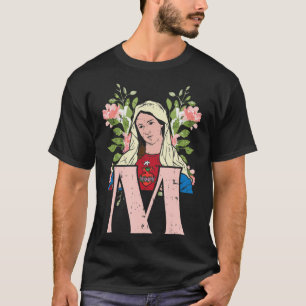 M Mary Virgin Sacred Heart Jesus Religious Catholi T-Shirt