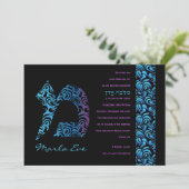 M Mem Hebrew Collection Bat Mitzvah Einladung (Stehend Vorderseite)