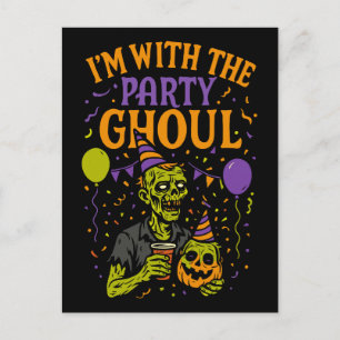 ’m Mit dem Party Ghoul Zombie, Halloween-Kostüm Feiertagspostkarte