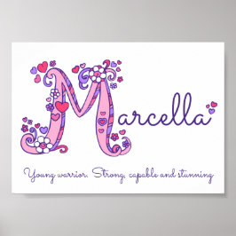 M monogram art Marcella girls name meint poster