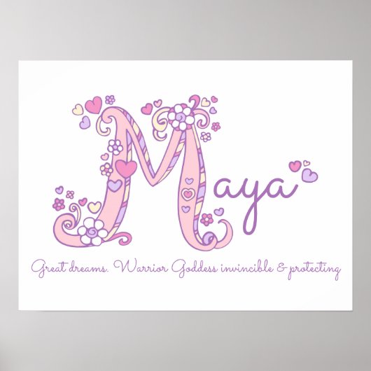 M monogram art Maya girls name meint poster (Vorne)