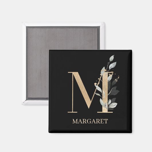 M Monogram Floral Personalisiert Magnet (Vorderseite/Rückseite)