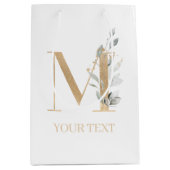 M Monogram Floral Personalisiert Medium Geschenkbe Mittlere Geschenktüte (Vorderseite)