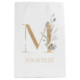 M Monogram Floral Personalisiert Medium Geschenkbe Mittlere Geschenktüte
