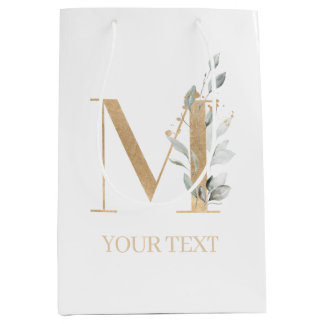 M Monogram Floral Personalisiert Medium Geschenkbe Mittlere Geschenktüte