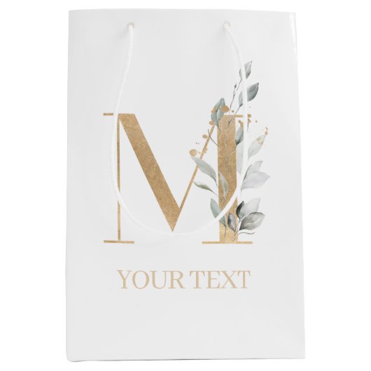 M Monogram Floral Personalisiert Medium Geschenkbe Mittlere Geschenktüte (Vorderseite)