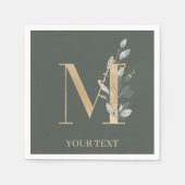 M Monogram Floral Personalisiert Napkins Serviette (Vorderseite)