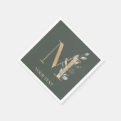 M Monogram Floral Personalisiert Napkins Serviette (Ecke)
