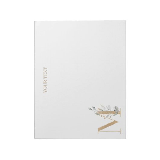 M Monogram Floral Personalisiert Notepad Notizblock (Rotiert)