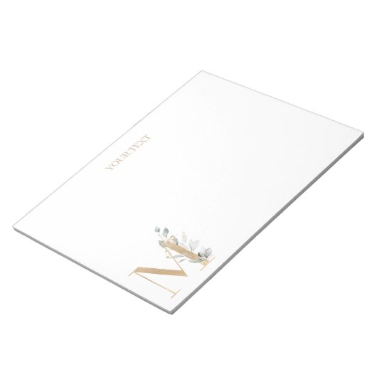 M Monogram Floral Personalisiert Notepad Notizblock (angewinkelt)