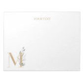 M Monogram Floral Personalisiert Notepad Notizblock (Vorderseite)