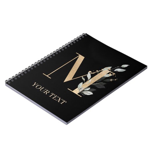 M Monogram Floral Personalisiertes Notebook Notizblock (Linke Seite)