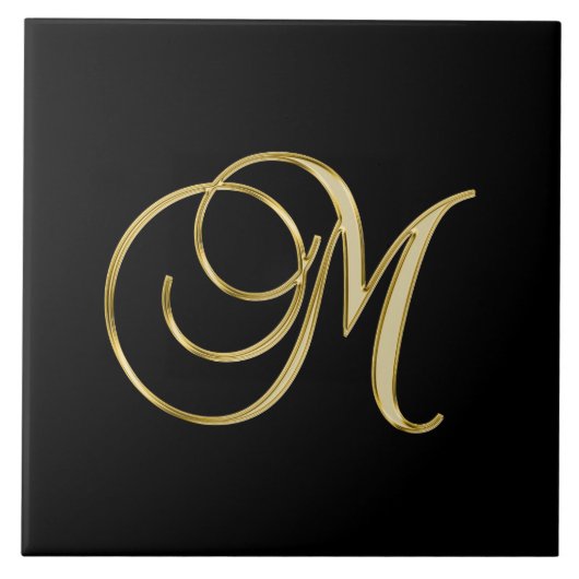 M Monogram Gold Script Fliese (Vorderseite)