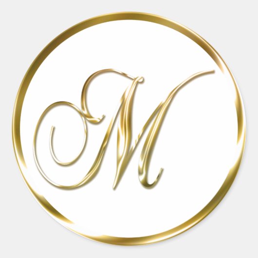 M Monogram Imitate Gold Umschlag oder Günstige Sie Runder Aufkleber (Vorderseite)