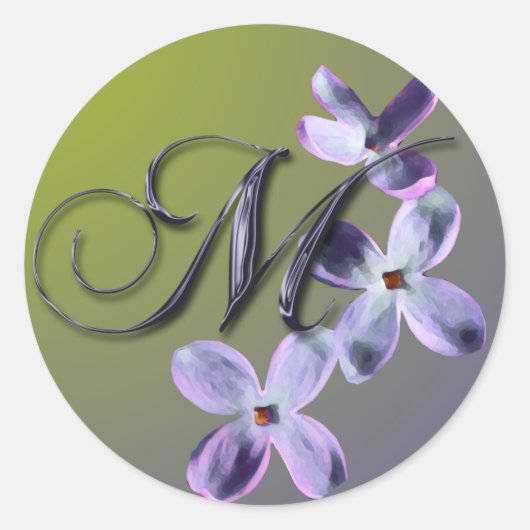 M Monogram Lilac Umschlag Aufkleber Sticker (Vorderseite)