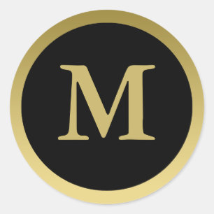 M: Monogram M Elegant Gold and Black Stickers
