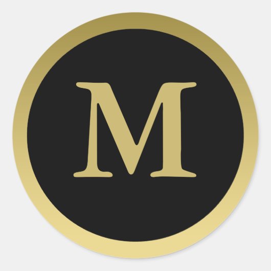 M: Monogram M Elegant Gold and Black Stickers (Vorderseite)
