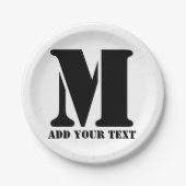 M Monogram Simple Modern Minimalistisch Personalis Pappteller (Vorderseite)