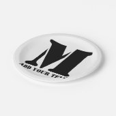 M Monogram Simple Modern Minimalistisch Personalis Pappteller (Schrägansicht)