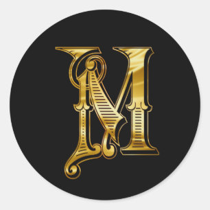 M-Monogramm-Gold Runder Aufkleber