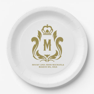 M Monogramm Goldener Kamm Pappteller