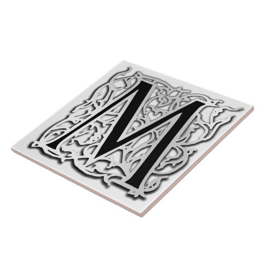 M Monogramm Keramik "Silver Besque" Fliese (Seite)