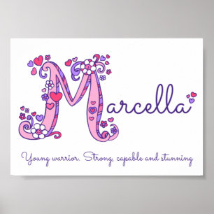 M Monogramm Kunst Marcella Mädchen Name Bedeutung  Poster