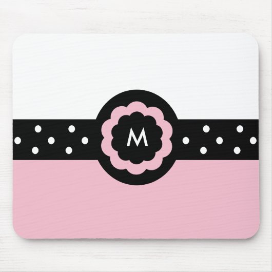 M: Monogramm M Dotted Pink & White Mousepad (Vorne)