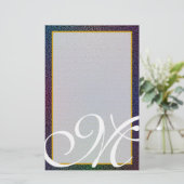 M-Monogramm "metallisches schwarzes" feines Briefpapier (Stehend Vorderseite)