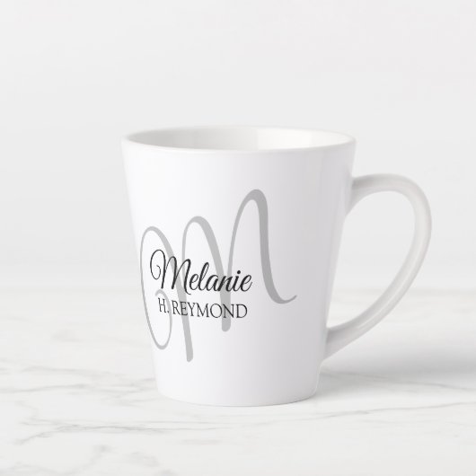 M Monogramm Name und anfänglich weiß Milchtasse (Rechts)