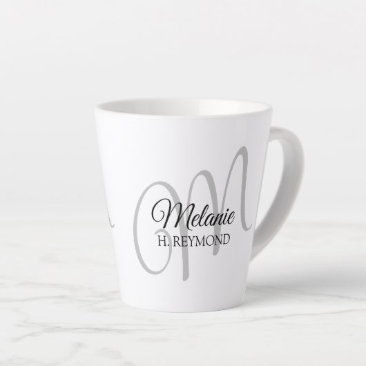 M-Monogramm Name und Initiale schön weiß Milchtasse (Rechte Ecke)