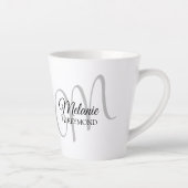 M-Monogramm Name und Initiale schön weiß Milchtasse (Rechts)