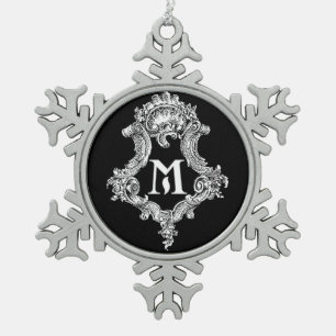 M Monogramm-Ornament Schneeflocken Zinn-Ornament