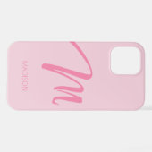 M Monogramm Personalisiert rosa iPhone Hülle (Rückseite (Horizontal))