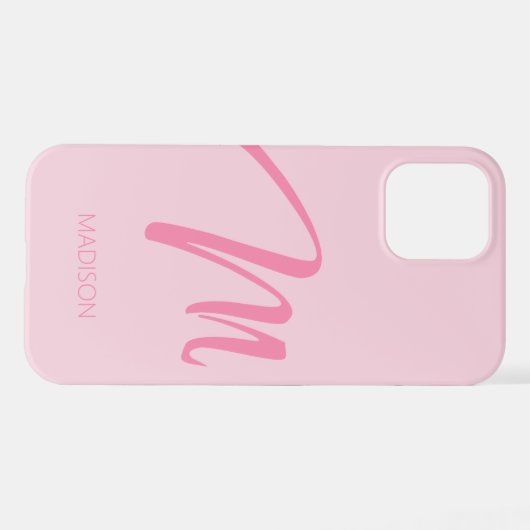 M Monogramm Personalisiert rosa iPhone Hülle (Rückseite (Horizontal))