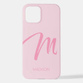 M Monogramm Personalisiert rosa iPhone Hülle (Rückseite)
