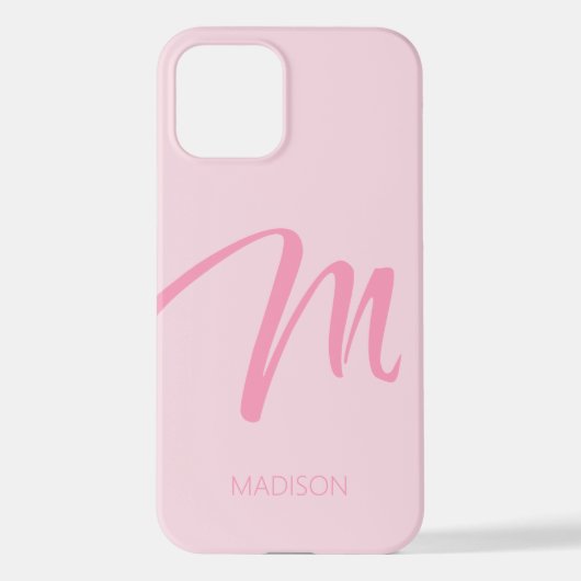 M Monogramm Personalisiert rosa iPhone Hülle (Rückseite)