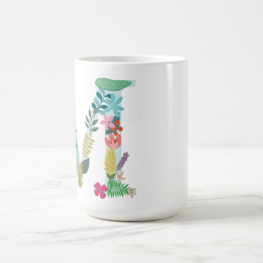 M-Monogramm-Tasse, Blumenm-Initiale, botanisch Kaffeetasse (Mittel)