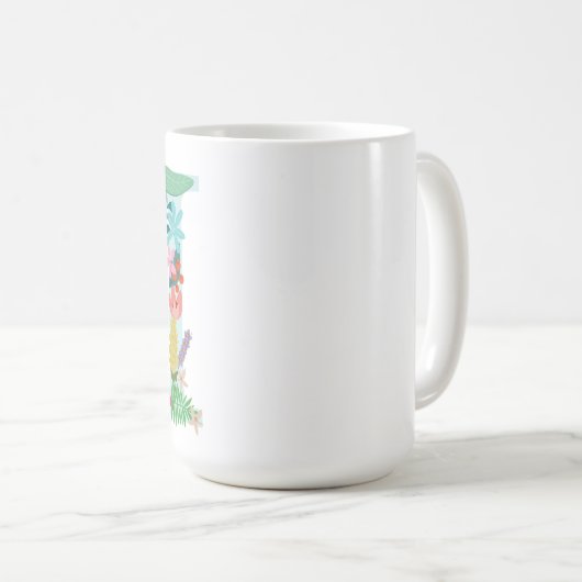 M-Monogramm-Tasse, Blumenm-Initiale, botanisch Kaffeetasse (VorderseiteRechts)