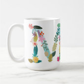 M-Monogramm-Tasse, Blumenm-Initiale, botanisch Kaffeetasse (Links)