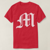 M Old English Initial White Letter M T-Shirt (Design vorne)