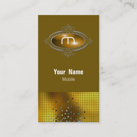 M-Paillette-Monogramm-Gold Visitenkarte (Vorderseite)