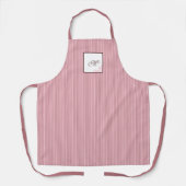 M Pink Stripe Rose Muster Initial Script Monogram Schürze (Vorderseite)