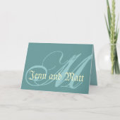 M Robin Egg Blue & Cream Card Wedding Monogram (Vorderseite)