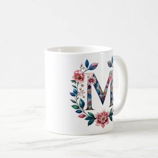 M Tasse für Kaffee - Blumendesign (VorderseiteRechts)