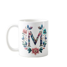M Tasse für Kaffee - Blumendesign