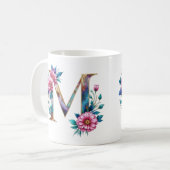 M Tasse für Kaffee - Blumendesign (Vorderseite Links)