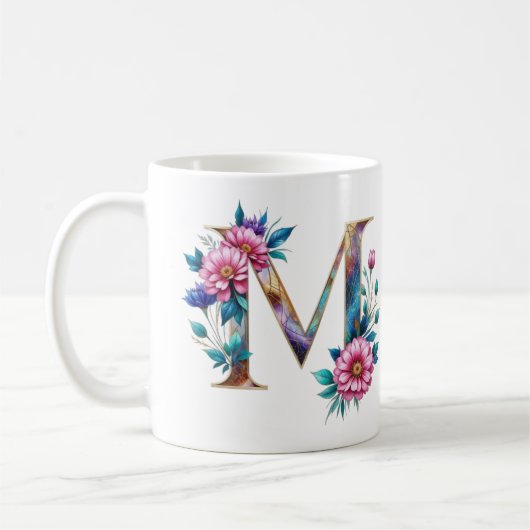 M Tasse für Kaffee - Blumendesign (Links)