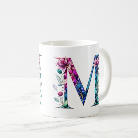 M Tasse für Kaffee - Blumendesign (VorderseiteRechts)